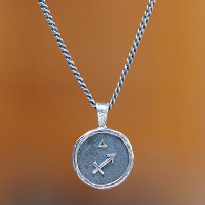 Sagittarius Charm,'Sterling Silver Necklace with Sagittarius Sign Pendant'