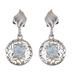 'Rhodium-Plated Dangle Earrings with 1-Carat Blue Topaz Gems'