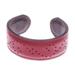 Dotted Red,'Red Leather Cuff Bracelet with Dots Made in Thailand'