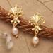 'Baroque-Inspired 18k Gold-Plated Peach Pearl Dangle Earrings'