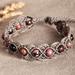 Graceful Orbs,'Rhodonite Beaded Macrame Bracelet Handmade in Armenia'