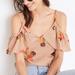 Madewell Tops | Madewell Silk Brown Floral Cold Shoulder Spaghetti Straps Top | Color: Cream/Orange | Size: S