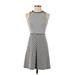 Ann Taylor LOFT Casual Dress - A-Line Crew Neck Sleeveless: Gray Dresses - Women's Size 00 Petite