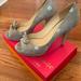 Kate Spade Shoes | Kate Spade, Tan Suede Heels With Silver Glitter Polka Dots, 9 1/2 | Color: Silver/Tan | Size: 9.5