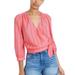 Madewell Tops | Madewell L Pink Cecilia Striped Wrap Blouse Small | Color: Pink/Red | Size: S