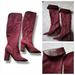 Nine West Shoes | Nine West High Heeled Above The Knee Boots Size 9 Suede Burgundy | Color: Brown/Red | Size: 9