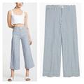 Madewell Jeans | Madewell Emmett Wide-Leg Crop Pants In Herringbone Railroad Stripe Size 29p | Color: Blue/White | Size: 29p