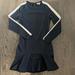 Michael Kors Dresses | Michael Kors Navy Long Sleeve Dress With White Stripe And Ruffle | Color: Blue/White | Size: 8