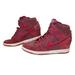 Nike Shoes | Nike Dunk Sky Hi Essential Red Suede Wedge Sneakers Women's Size 8.5 | Color: Red | Size: 8.5