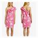 Lilly Pulitzer Dresses | Lilly Pulitzer Dress Womens 2 One Shoulder Sandra Hottie Pink Dahlia Ruffle Mini | Color: Pink/White | Size: 2