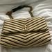 Tory Burch Bags | Kira Chevron Soft Straw Convertible Shoulder Bag Color: Natural / Black | Color: Black/Tan | Size: Os