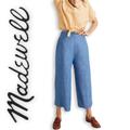 Madewell Pants & Jumpsuits | Madewell Chambray Huston Pull-On Crop Pants Culotte Wide Legs Size Xxl | Color: Blue | Size: Xxl