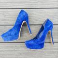 Jessica Simpson Shoes | Jessica Simpson Blue Suede Platform Shoes - Size 6. | Color: Blue | Size: 6.5