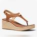 Michael Kors Shoes | Euc Michael Kors Saffiano Leather Espadrille Wedge Sandal | Color: Tan | Size: 8.5