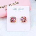 Kate Spade Jewelry | Kate Spade Square Glitter Multi Color Stud Earrings Gold Plated | Color: Gold | Size: Os