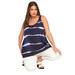 Michael Kors Tops | Michael Kors Tunic Tank Top Womens Size L Navy Blue Tie Dye Stripes | Color: Blue | Size: L