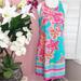 Lilly Pulitzer Dresses | Lilly Pulitzer Sea Blue Via Sunny Silk Wright Dress Xs | Color: Blue/Pink | Size: Xs