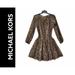 Michael Kors Dresses | Michael Kors Dress Women Size Xs Brown Snake Print Drop Waist Long Sleeve | Color: Brown | Size: Xs