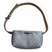 Michael Kors Bags | Michael Kors Silver Metallic All Over Logo Waist/ Fanny Pack Belt Bag Size L/Xl | Color: Gray/Silver | Size: Os