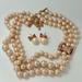 Kate Spade Jewelry | Kate Spade Moon River Simulated Pearl, Pave Bow, Rose Gold Tone, 18”, Set, Euc | Color: Gold/Pink | Size: Os