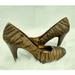 Nine West Shoes | Nine West "Nadia" Tiger Print Stacked Heel Size 8 | Color: Brown/Gold | Size: 8