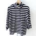 J. Crew Tops | J.Crew Striped Snap Neck Knit Popover Top 3/4 Sleeve Navy White Altered Size S | Color: Blue/White | Size: S