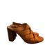 Madewell Shoes | Madewell Leather Woven High Heel Block Sandal Size 7.5. | Color: Tan | Size: 7.5