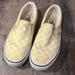 Vans Shoes | (8) Women’s Vans Checkered Pale Yellow & White Slip On Sneakers | Color: White/Yellow | Size: 8