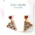 Kate Spade Jewelry | Kate Spade Pizza Drop Earrings Nwt Novelty Food Jewelry Designer Ksny New Nwt | Color: Gold/Red | Size: Os