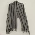 Madewell Accessories | Madewell Wool Poncho Cape Scarf Fringe | Color: Black/Gray | Size: Os
