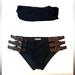 Michael Kors Swim | Michael Kors Black Bandeau Bikini Set Brown Leather Brand New | Color: Black | Size: Various