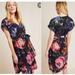 Anthropologie Dresses | Anthropologie Womens Astrid Needlepoint Pixel Dress Xs Floral Black Tie Waist | Color: Black/Blue | Size: Xs
