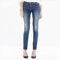 Madewell Jeans | Madewell Skinny Skinny Mid Rise Distressed Jeans Size 27 | Color: Blue | Size: 27