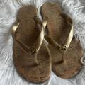 Michael Kors Shoes | Michael Kors Flip Flops | Color: Gold/Tan | Size: 6