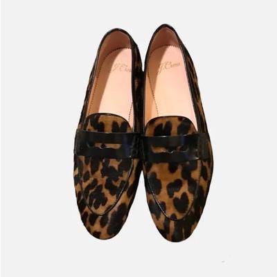 J. Crew Shoes | J.Crew Leopard Print Loafers Womens Animal Print Flat Shoes | Color: Black/Brown | Size: 7.5