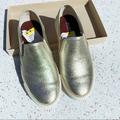 Burberry Shoes | Nib Authentic Burberry Gold Canvas Slipon Sneakers | Color: Gold/White | Size: 6