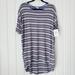 Lularoe Tops | Lularoe Irma Tunic Top Xs Striped Blue Heather Grey Stripes Rayon Nwt | Color: Blue/Gray | Size: Xs