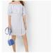 Michael Kors Dresses | Michael Kors Linen Off-Shoulder Blue Stripe Belted Casual Dress Size X-Small | Color: Blue | Size: Xs