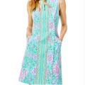 Lilly Pulitzer Dresses | Lilly Pulitzer Courtney Dress Upf 50+ Amalfi Blue Best Fishes Golf Dress 10 Nwt | Color: Blue/Green | Size: 10