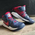 Nike Shoes | Nike Team Hustle Navy/Red Childs Hightop Sneakers No Tie Velcro Stretch & Laces | Color: Blue/Red | Size: 12c