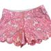 Lilly Pulitzer Shorts | Lilly Pulitzer She's A Fox Buttercup Shorts Sz 2 Floral Scalloped Hem Pink White | Color: Pink | Size: 2