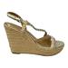 Nine West Shoes | Nine West Halsee Platinum And Tan Strappy Wedge Heel Espadrille Sandals Size 9.5 | Color: Silver | Size: 9.5