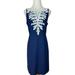 Lilly Pulitzer Dresses | Lilly Pulitzer Coral Gabby Shift Navy Dress White Beaded Neckline Size 4 | Color: Blue/White | Size: 4
