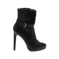 Ankle Boots: Strappy Stiletto Casual Black Print Shoes - Women's Size 7 - Round Toe