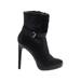 Ankle Boots: Strappy Stiletto Casual Black Print Shoes - Women's Size 7 - Round Toe