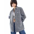 Lee longer length denim striped overshirt in blue