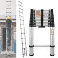 Aluminium Loft Ladder 12.5ft/3.8M Telescopic Ladder Heavy Duty Multi-Purpose Ladder Non-Slip Portable Ladder Foldable Ladder, Max Load 150kg/330lb, Safety Ladder for Home, Adjustable Step