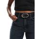 ASOS DESIGN waist and hip jeans belt with gold buckle in black - BLACK