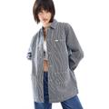 Lee longer length denim striped overshirt in blue