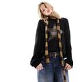 Minga London multi stripe knit skinny scarf in brown